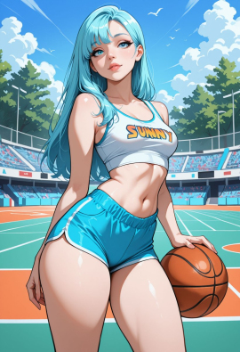 masterpiece, best quality, amazing quality, high-resolution, detailed skin, cheeky, posing, vibrant colors, warm tones, 1girl, lipstick, uncensored, makeup, nose, lips, detailed face, medium breasts, thick thighs, long hair, straight hair, shorts, crop top, outdoors, basketball_court, sunny, daytime, summer, masterpiece, best quality, amazing quality, very aesthetic, absurdres, newest, zPDXLxxx zPDXL3
Negative prompt: 3d, lowres, worst quality, bad quality, sepia, asian, red hair, pubic hair, excessive cum, bad anatomy, jpeg artifacts, signature, watermark, old, oldest, censored, bar censor, large breasts, zPDXLxxx-neg
Steps: 30, Sampler: Euler a, Schedule type: Automatic, CFG scale: 5.5, Seed: 3131520276, Size: 832x1216, Model hash: 29dd7b2a74, Model: animij_v10, Denoising strength: 0.35, Style Selector Enabled: True, Style Selector Randomize: False, Style Selector Style: base, Hires Module 1: Use same choices, Hires sampler: DPM++ 2M, Hires CFG Scale: 1, Hires schedule type: Karras, Hires upscale: 2, Hires steps: 10, Hires upscaler: 4x-UltraSharp, TI: "zPDXLxxx, zPDXL, zPDXLxxx, zPDXL", Version: f2.0.1v1.10.1-previous-669-gdfdcbab6