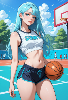 masterpiece, best quality, amazing quality, high-resolution, detailed skin, cheeky, posing, vibrant colors, warm tones, 1girl, lipstick, uncensored, makeup, nose, lips, detailed face, medium breasts, thick thighs, long hair, straight hair, shorts, crop top, outdoors, basketball_court, sunny, daytime, summer, masterpiece, best quality, amazing quality, very aesthetic, absurdres, newest, zPDXLxxx zPDXL3
Negative prompt: 3d, lowres, worst quality, bad quality, sepia, asian, red hair, pubic hair, excessive cum, bad anatomy, jpeg artifacts, signature, watermark, old, oldest, censored, bar censor, large breasts, zPDXLxxx-neg
Steps: 30, Sampler: Euler a, Schedule type: Automatic, CFG scale: 5.5, Seed: 3131520279, Size: 832x1216, Model hash: 29dd7b2a74, Model: animij_v10, Denoising strength: 0.35, Style Selector Enabled: True, Style Selector Randomize: False, Style Selector Style: base, Hires Module 1: Use same choices, Hires sampler: DPM++ 2M, Hires CFG Scale: 1, Hires schedule type: Karras, Hires upscale: 2, Hires steps: 10, Hires upscaler: 4x-UltraSharp, TI: "zPDXLxxx, zPDXL, zPDXLxxx, zPDXL", Version: f2.0.1v1.10.1-previous-669-gdfdcbab6