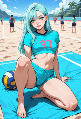 masterpiece, best quality, amazing quality, high-resolution, detailed skin, cheeky, posing, vibrant colors, warm tones, 1girl, lipstick, uncensored, makeup, nose, lips, detailed face, medium breasts, thick thighs, bare feet, long hair, straight hair, shorts, crop top, beach, volleyball_court, volleyball, sunny, daytime, summer, masterpiece, best quality, amazing quality, very aesthetic, absurdres, newest, zPDXLxxx zPDXL3
Negative prompt: 3d, lowres, worst quality, bad quality, sepia, asian, red hair, pubic hair, excessive cum, bad anatomy, jpeg artifacts, signature, watermark, old, oldest, censored, bar censor, large breasts, zPDXLxxx-neg
Steps: 30, Sampler: Euler a, Schedule type: Automatic, CFG scale: 5.5, Seed: 3131520273, Size: 832x1216, Model hash: 29dd7b2a74, Model: animij_v10, Denoising strength: 0.35, Style Selector Enabled: True, Style Selector Randomize: False, Style Selector Style: base, Hires Module 1: Use same choices, Hires sampler: DPM++ 2M, Hires CFG Scale: 1, Hires schedule type: Karras, Hires upscale: 2, Hires steps: 10, Hires upscaler: 4x-UltraSharp, TI: "zPDXLxxx, zPDXL, zPDXLxxx, zPDXL", Version: f2.0.1v1.10.1-previous-669-gdfdcbab6