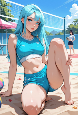 masterpiece, best quality, amazing quality, high-resolution, detailed skin, cheeky, posing, vibrant colors, warm tones, 1girl, lipstick, uncensored, makeup, nose, lips, detailed face, medium breasts, thick thighs, bare feet, long hair, straight hair, shorts, crop top, beach, volleyball_court, volleyball, sunny, daytime, summer, masterpiece, best quality, amazing quality, very aesthetic, absurdres, newest, zPDXLxxx zPDXL3
Negative prompt: 3d, lowres, worst quality, bad quality, sepia, asian, red hair, pubic hair, excessive cum, bad anatomy, jpeg artifacts, signature, watermark, old, oldest, censored, bar censor, large breasts, zPDXLxxx-neg
Steps: 30, Sampler: Euler a, Schedule type: Automatic, CFG scale: 5.5, Seed: 3131520277, Size: 832x1216, Model hash: 29dd7b2a74, Model: animij_v10, Denoising strength: 0.35, Style Selector Enabled: True, Style Selector Randomize: False, Style Selector Style: base, Hires Module 1: Use same choices, Hires sampler: DPM++ 2M, Hires CFG Scale: 1, Hires schedule type: Karras, Hires upscale: 2, Hires steps: 10, Hires upscaler: 4x-UltraSharp, TI: "zPDXLxxx, zPDXL, zPDXLxxx, zPDXL", Version: f2.0.1v1.10.1-previous-669-gdfdcbab6