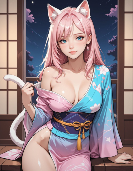 1girl, pink hair, cat ears, cat tail, masterpiece, 4k, medium breasts, cute, looking at viewer, adult, neon edge kimono, blue eyes,
Negative prompt: lowres, bad anatomy, extra limbs, poorly drawn hands, missing fingers, blurry, cropped, out of frame, deformed, disfigured, text, watermark, signature, ugly, duplicate, morbid, mutilated, extra fingers, fused fingers, long neck, malformed limbs, missing arms, extra legs, distorted perspective, bad proportions, gross proportions, censored, doll-like, child-like, underage, loli, wet
Steps: 25, Sampler: Euler a, Schedule type: Automatic, CFG scale: 4, Seed: 2137227099, Size: 896x1152, Model hash: 29dd7b2a74, Model: animij_v10, Denoising strength: 0.35, Style Selector Enabled: True, Style Selector Randomize: False, Style Selector Style: base, Hires Module 1: Use same choices, Hires CFG Scale: 1, Hires upscale: 2, Hires steps: 10, Hires upscaler: 4x-UltraSharp, Discard penultimate sigma: True, NGMS: 3.0, NGMS all steps: True, Version: f2.0.1v1.10.1-previous-669-gdfdcbab6