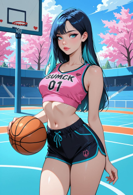 masterpiece, best quality, amazing quality, high-resolution, detailed skin, cheeky, posing, vibrant colors, warm tones, 1girl, lipstick, uncensored, makeup, nose, lips, detailed face, medium breasts, long hair, straight hair, shorts, crop top, outdoors, basketball_court, basketball, sunny, daytime, summer, masterpiece, best quality, amazing quality, very aesthetic, absurdres, newest, zPDXLxxx zPDXL3
Negative prompt: 3d, lowres, worst quality, bad quality, sepia, asian, red hair, pubic hair, excessive cum, bad anatomy, jpeg artifacts, signature, watermark, old, oldest, censored, bar censor, large breasts, zPDXLxxx-neg
Steps: 30, Sampler: Euler a, Schedule type: Automatic, CFG scale: 5.5, Seed: 3131520273, Size: 832x1216, Model hash: 29dd7b2a74, Model: animij_v10, Denoising strength: 0.35, Style Selector Enabled: True, Style Selector Randomize: False, Style Selector Style: base, Hires Module 1: Use same choices, Hires sampler: DPM++ 2M, Hires CFG Scale: 7, Hires schedule type: Karras, Hires upscale: 2, Hires steps: 10, Hires upscaler: R-ESRGAN 4x+, TI: "zPDXLxxx, zPDXL, zPDXLxxx, zPDXL", Version: f2.0.1v1.10.1-previous-669-gdfdcbab6