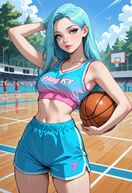 masterpiece, best quality, amazing quality, high-resolution, detailed skin, cheeky, posing, vibrant colors, warm tones, 1girl, lipstick, uncensored, makeup, nose, lips, detailed face, medium breasts, long hair, straight hair, shorts, crop top, outdoors, basketball_court, basketball, sunny, daytime, summer, masterpiece, best quality, amazing quality, very aesthetic, absurdres, newest, zPDXLxxx zPDXL3
Negative prompt: 3d, lowres, worst quality, bad quality, sepia, asian, red hair, pubic hair, excessive cum, bad anatomy, jpeg artifacts, signature, watermark, old, oldest, censored, bar censor, large breasts, zPDXLxxx-neg
Steps: 30, Sampler: Euler a, Schedule type: Automatic, CFG scale: 5.5, Seed: 3131520277, Size: 832x1216, Model hash: 29dd7b2a74, Model: animij_v10, Denoising strength: 0.35, Style Selector Enabled: True, Style Selector Randomize: False, Style Selector Style: base, Hires Module 1: Use same choices, Hires sampler: DPM++ 2M, Hires CFG Scale: 7, Hires schedule type: Karras, Hires upscale: 2, Hires steps: 10, Hires upscaler: R-ESRGAN 4x+, TI: "zPDXLxxx, zPDXL, zPDXLxxx, zPDXL", Version: f2.0.1v1.10.1-previous-669-gdfdcbab6