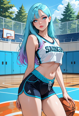 masterpiece, best quality, amazing quality, high-resolution, detailed skin, cheeky, posing, vibrant colors, warm tones, 1girl, lipstick, uncensored, makeup, nose, lips, detailed face, medium breasts, long hair, straight hair, shorts, crop top, outdoors, basketball_court, basketball, sunny, daytime, summer, masterpiece, best quality, amazing quality, very aesthetic, absurdres, newest, zPDXLxxx zPDXL3
Negative prompt: 3d, lowres, worst quality, bad quality, sepia, asian, red hair, pubic hair, excessive cum, bad anatomy, jpeg artifacts, signature, watermark, old, oldest, censored, bar censor, large breasts, zPDXLxxx-neg
Steps: 30, Sampler: Euler a, Schedule type: Automatic, CFG scale: 5.5, Seed: 3131520278, Size: 832x1216, Model hash: 29dd7b2a74, Model: animij_v10, Denoising strength: 0.35, Style Selector Enabled: True, Style Selector Randomize: False, Style Selector Style: base, Hires Module 1: Use same choices, Hires sampler: DPM++ 2M, Hires CFG Scale: 7, Hires schedule type: Karras, Hires upscale: 2, Hires steps: 10, Hires upscaler: R-ESRGAN 4x+, TI: "zPDXLxxx, zPDXL, zPDXLxxx, zPDXL", Version: f2.0.1v1.10.1-previous-669-gdfdcbab6