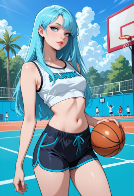 masterpiece, best quality, amazing quality, high-resolution, detailed skin, cheeky, posing, vibrant colors, warm tones, 1girl, lipstick, uncensored, makeup, nose, lips, detailed face, medium breasts, long hair, straight hair, shorts, crop top, outdoors, basketball_court, basketball, sunny, daytime, summer, masterpiece, best quality, amazing quality, very aesthetic, absurdres, newest, zPDXLxxx zPDXL3
Negative prompt: 3d, lowres, worst quality, bad quality, sepia, asian, red hair, pubic hair, excessive cum, bad anatomy, jpeg artifacts, signature, watermark, old, oldest, censored, bar censor, large breasts, zPDXLxxx-neg
Steps: 30, Sampler: Euler a, Schedule type: Automatic, CFG scale: 5.5, Seed: 3131520279, Size: 832x1216, Model hash: 29dd7b2a74, Model: animij_v10, Denoising strength: 0.35, Style Selector Enabled: True, Style Selector Randomize: False, Style Selector Style: base, Hires Module 1: Use same choices, Hires sampler: DPM++ 2M, Hires CFG Scale: 7, Hires schedule type: Karras, Hires upscale: 2, Hires steps: 10, Hires upscaler: R-ESRGAN 4x+, TI: "zPDXLxxx, zPDXL, zPDXLxxx, zPDXL", Version: f2.0.1v1.10.1-previous-669-gdfdcbab6