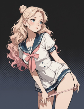 masterpiece, high_quality, highres, flat_colors, gradient, woman, looking_at_afar, blush, panty_pull, sailor_dress, hairbun, wavy_hair, halftone_background, black_background
Negative prompt: worst_quality, bad_quality, poorly_detailed, young,
Steps: 30, Sampler: Euler a, Schedule type: Automatic, CFG scale: 4, Seed: 944324740, Size: 896x1152, Model hash: 29dd7b2a74, Model: animij_v10, Denoising strength: 0.35, Clip skip: 2, Style Selector Enabled: True, Style Selector Randomize: False, Style Selector Style: base, Hires Module 1: Use same choices, Hires sampler: DPM++ 2M, Hires CFG Scale: 1, Hires schedule type: Karras, Hires upscale: 2, Hires steps: 10, Hires upscaler: 4x-UltraSharp, Version: f2.0.1v1.10.1-previous-669-gdfdcbab6